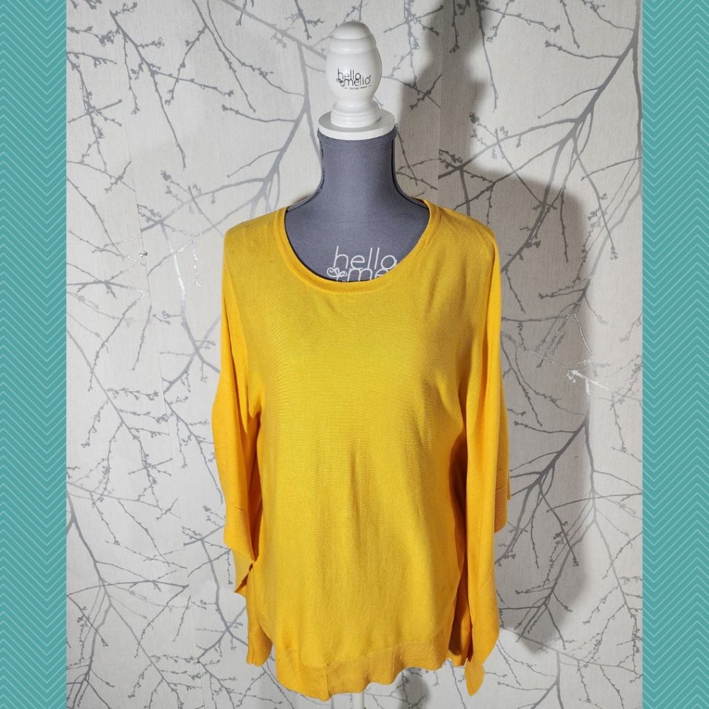 Michael Kors Yellow Knit Round Neck Shawl Blouse